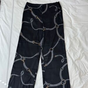 J. McLaughlin Black and Gold Bridle Chain Print Pants. Size 10. New with tags!
